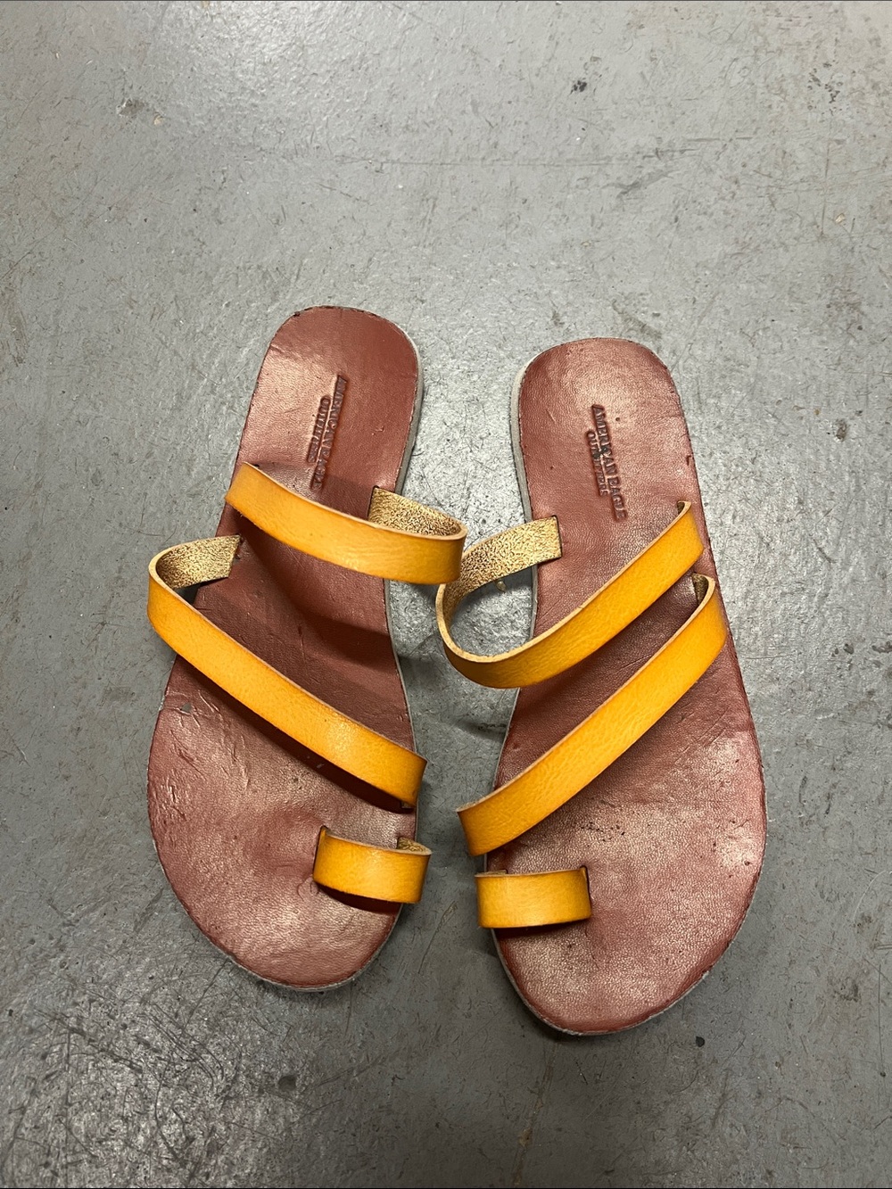 Women’s Yellow Strappy Leather Slide Sandals
